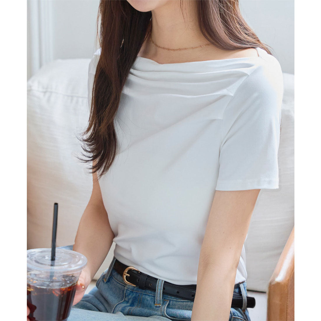 コウベレタス KOBE LETTUCE タックデザインオフショルダーTシャツ [C7591] （オフホワイト） オフホワイト