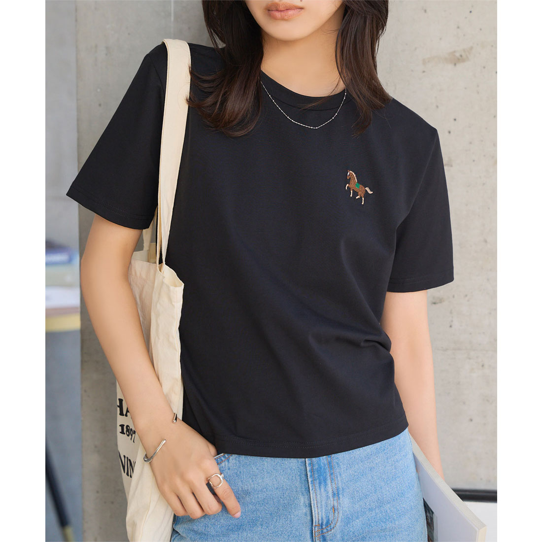 コウベレタス KOBE LETTUCE コットン混選べるデザインTシャツ【半袖horse刺繍】 [C7150] （ブラック） ブラック