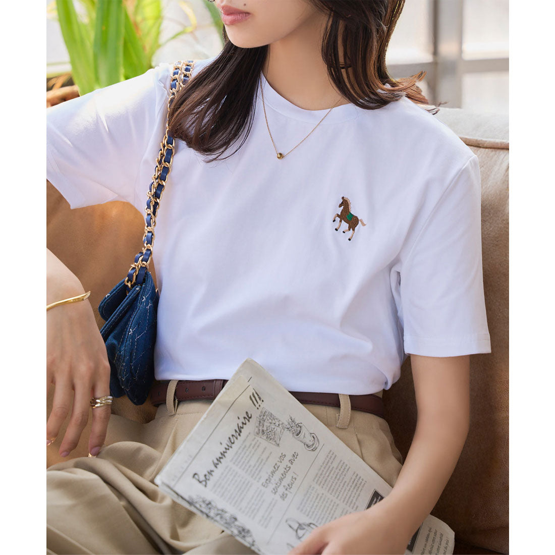 コウベレタス KOBE LETTUCE コットン混選べるデザインTシャツ【半袖horse刺繍】 [C7150] （オフホワイト） オフホワイト