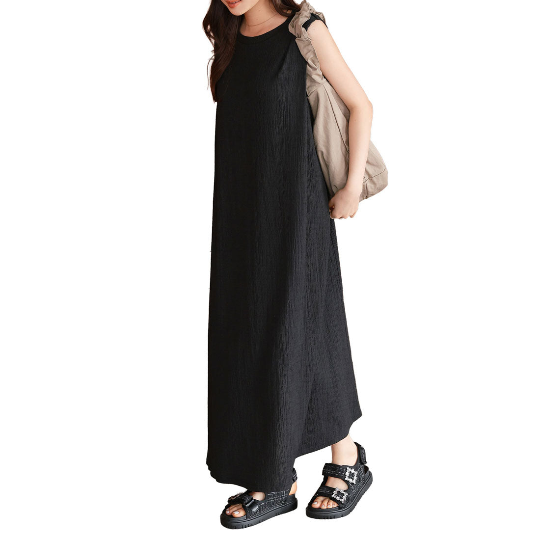 コウベレタス KOBE LETTUCE [ Petitle / プチレ ] リラックスワンピース【プチ】 [E3518] （ブラック） ブラック