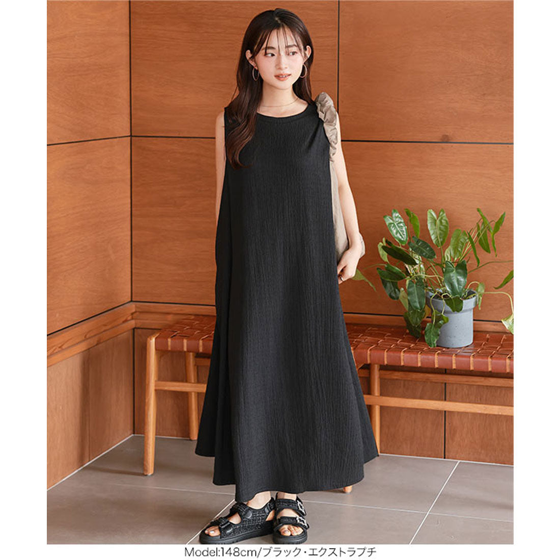 コウベレタス KOBE LETTUCE [ Petitle / プチレ ] リラックスワンピース【プチ】 [E3518] （ブラック） ブラック