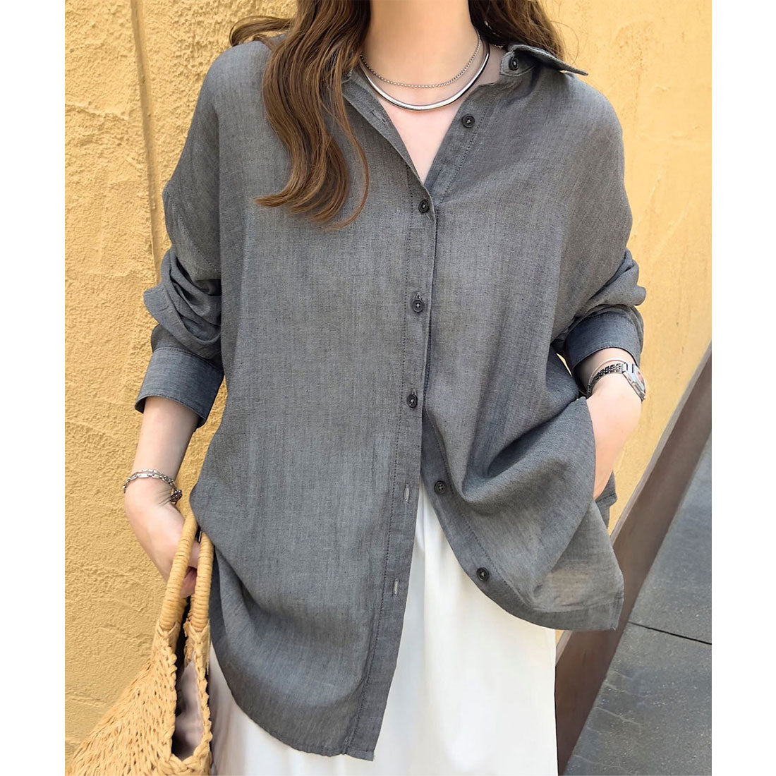 コウベレタス KOBE LETTUCE シアーデニムシャツ [C7603] （ブラック） ブラック