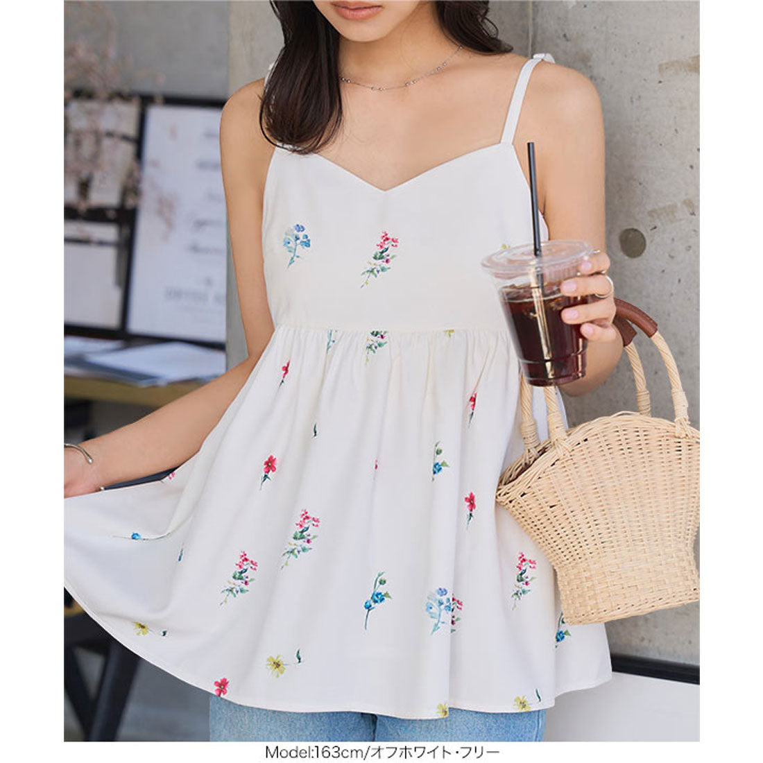 コウベレタス KOBE LETTUCE ハートネックフラワープリントキャミトップス [C7551] （ネイビー） ネイビー