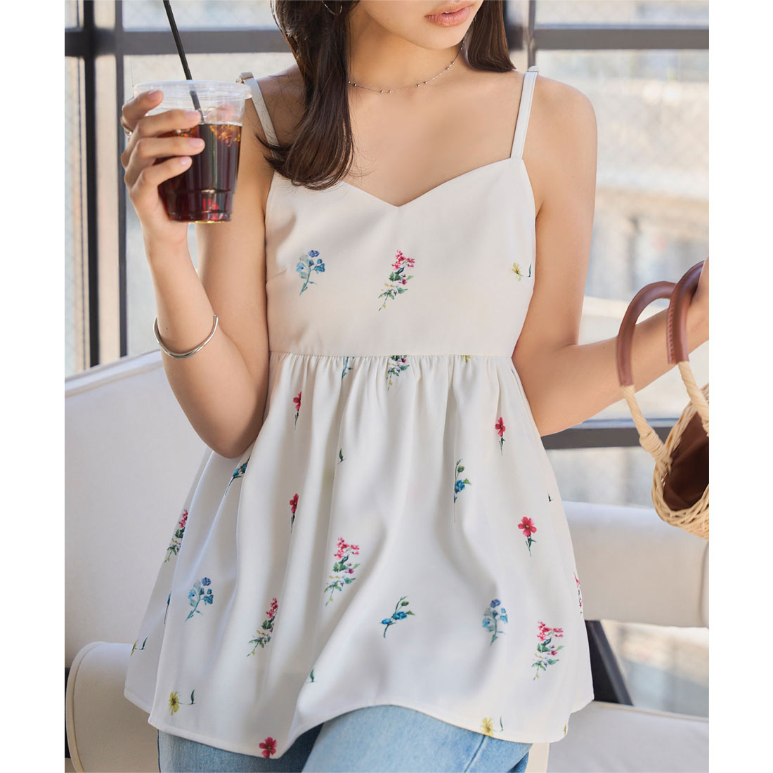 コウベレタス KOBE LETTUCE ハートネックフラワープリントキャミトップス [C7551] （オフホワイト） オフホワイト