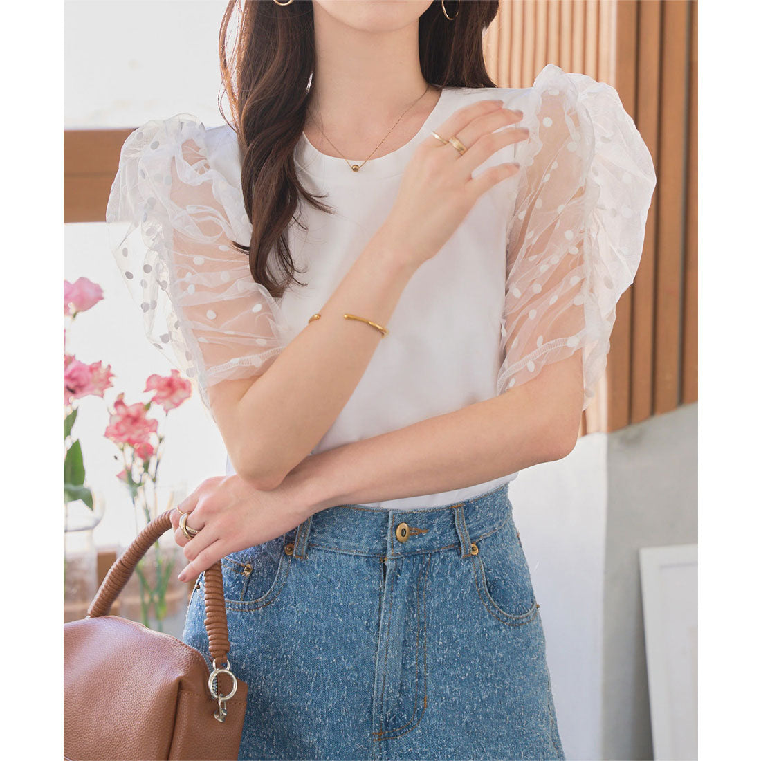 コウベレタス KOBE LETTUCE 袖チュールドッキングTシャツ [C7585] （ホワイト） ホワイト