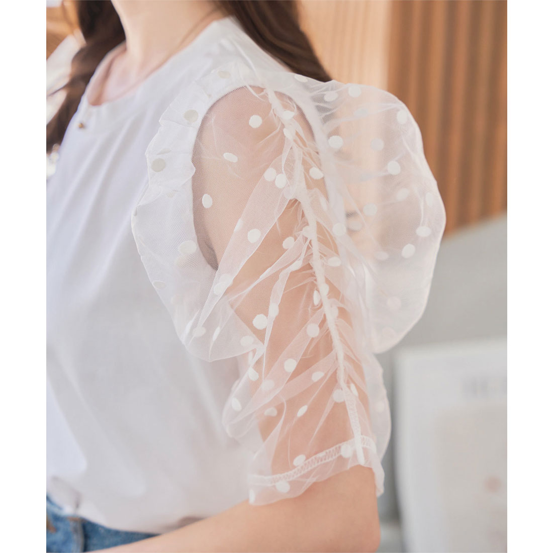コウベレタス KOBE LETTUCE 袖チュールドッキングTシャツ [C7585] （ホワイト） ホワイト