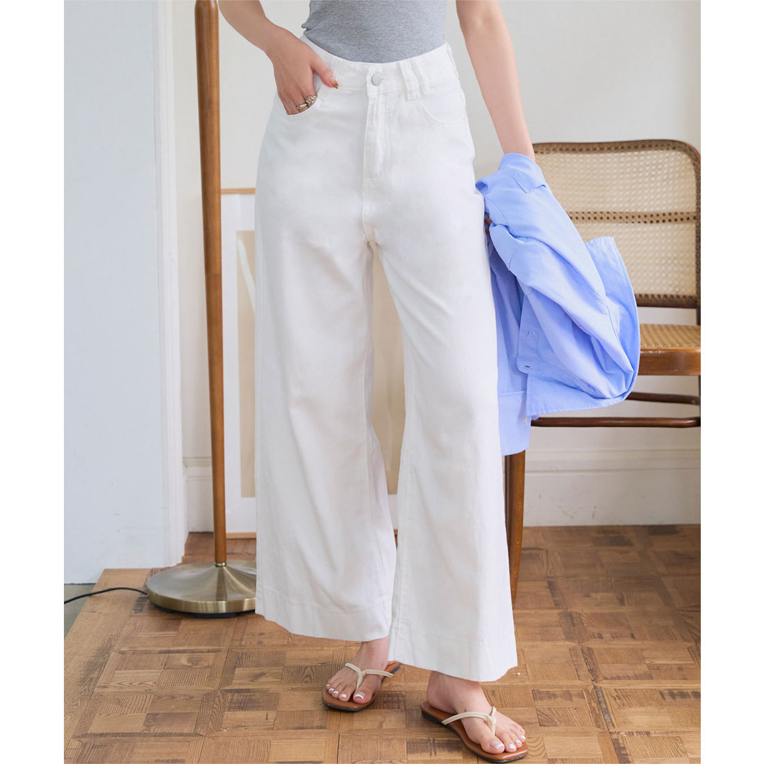 コウベレタス KOBE LETTUCE バギーデニムパンツ [M4268] （デニム風ホワイト） デニム風ホワイト