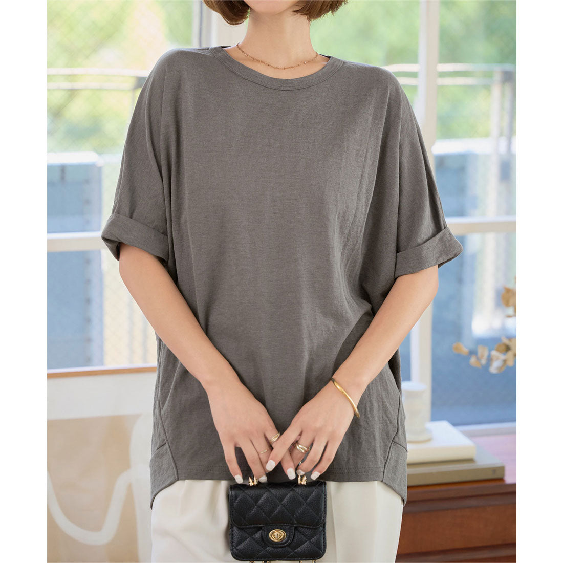 コウベレタス KOBE LETTUCE 接触冷感チュニックTシャツ [C7662] （チャコール） チャコール