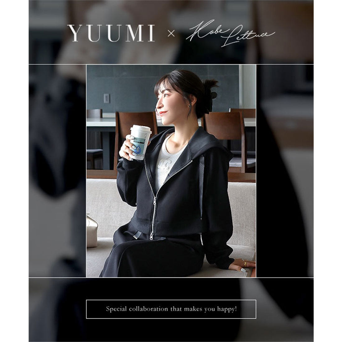 コウベレタス KOBE LETTUCE ［Yuumiさんコラボ］ダブルジップショートパーカー【ショート】[C7224] （チャコール） チャコール