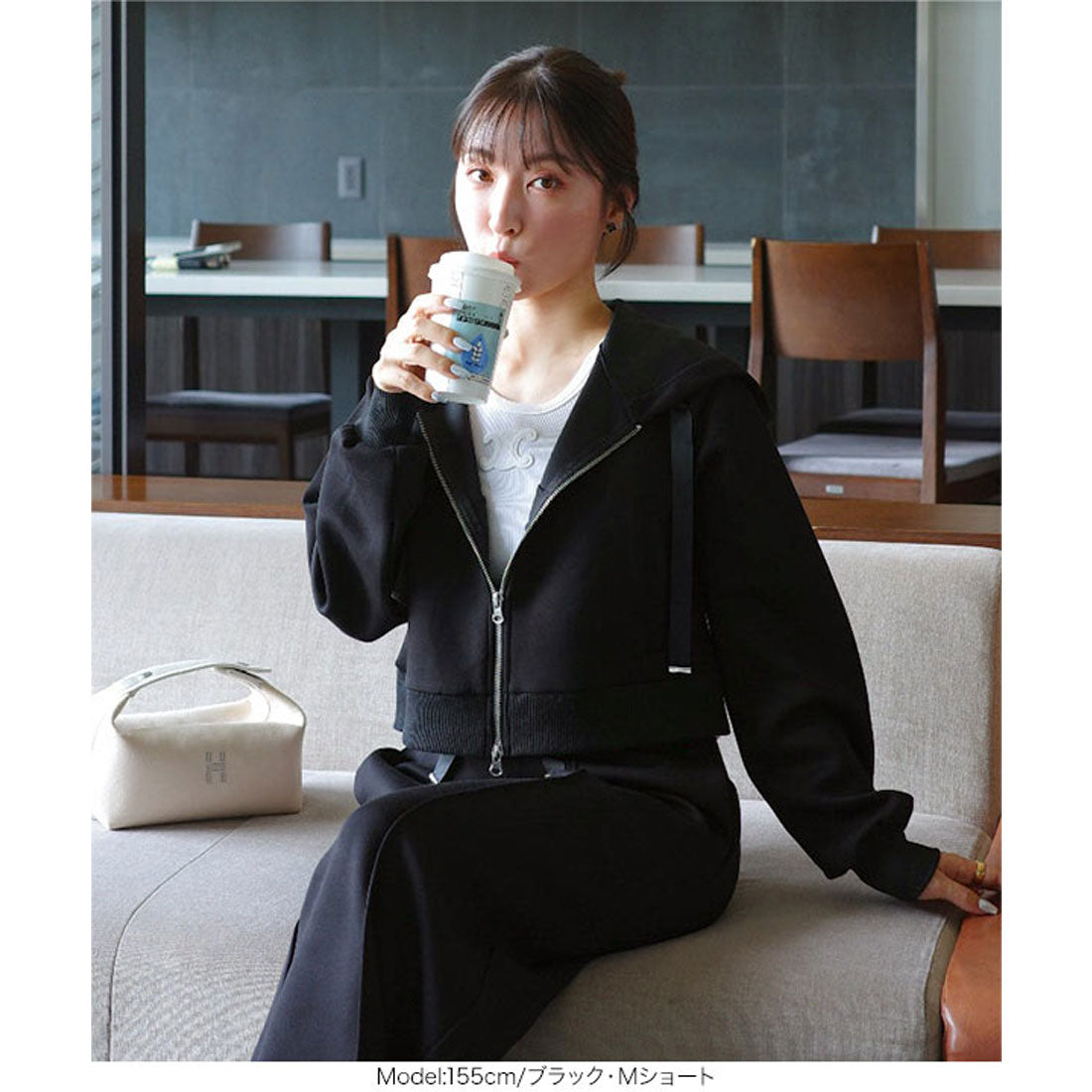 コウベレタス KOBE LETTUCE ［Yuumiさんコラボ］ダブルジップショートパーカー【ショート】[C7224] （チャコール） チャコール