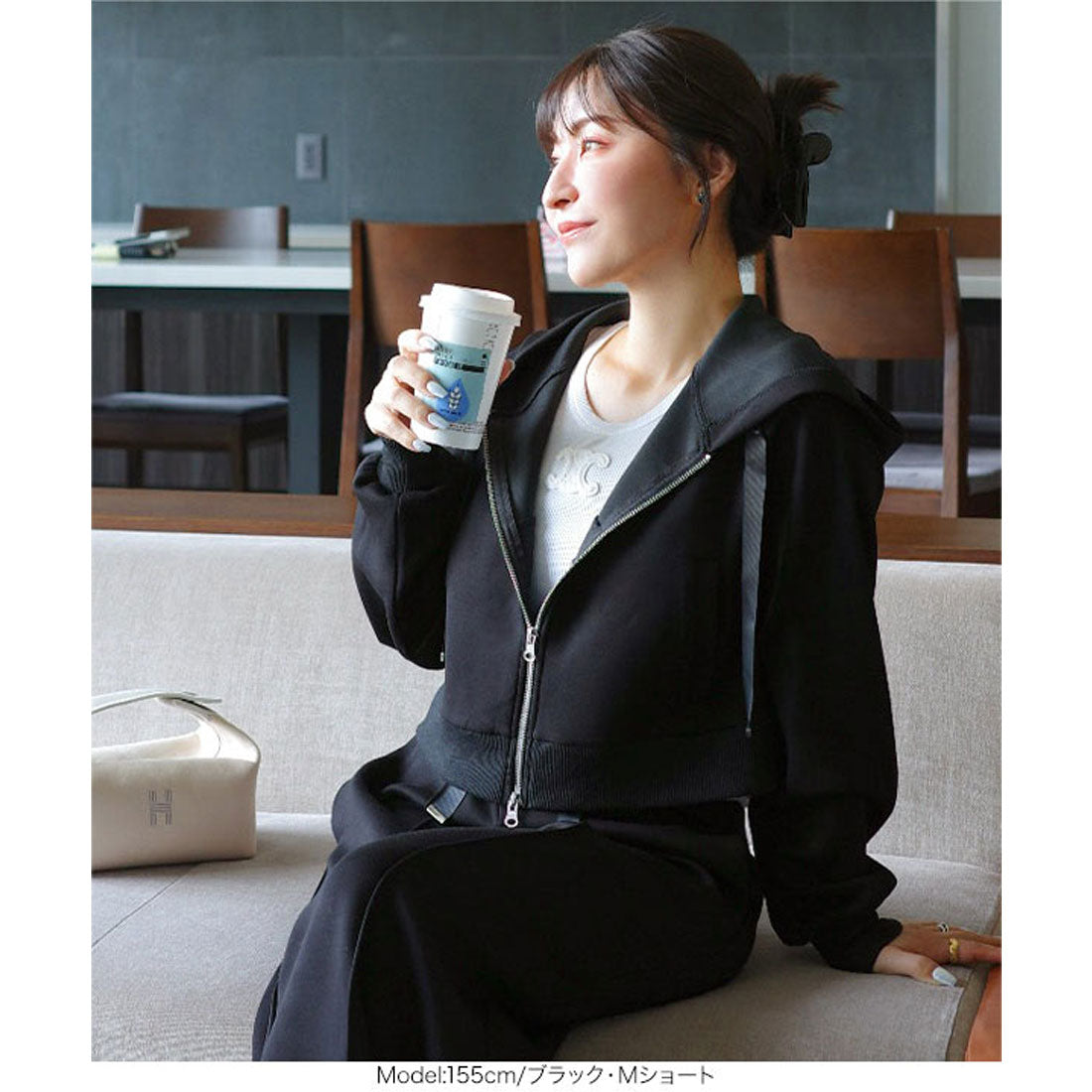 コウベレタス KOBE LETTUCE ［Yuumiさんコラボ］ダブルジップショートパーカー【ショート】[C7224] （チャコール） チャコール