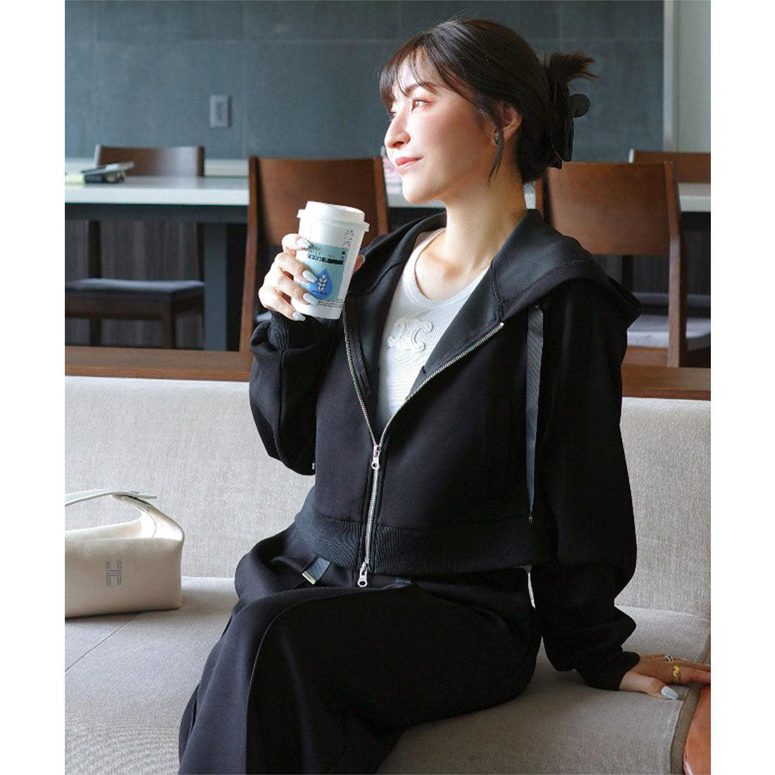 コウベレタス KOBE LETTUCE ［Yuumiさんコラボ］ダブルジップショートパーカー【ショート】[C7224] （ブラック） ブラック