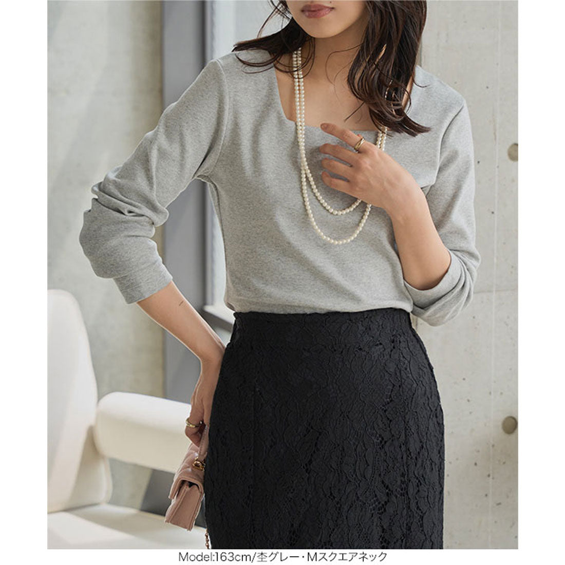 コウベレタス KOBE LETTUCE 深開きスクエア Uネック 長袖Tシャツ【スクエアネック】[ M L XL 選べるタイプ ]  [C7665] （オフホワイト） オフホワイト