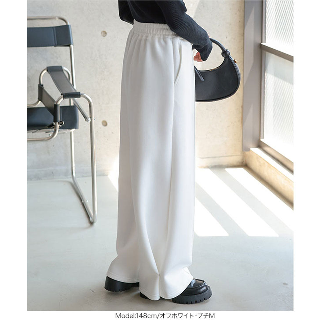 コウベレタス KOBE LETTUCE [ Petitle / プチレ ] ダイバー裾ボタン2wayワイドパンツ【エクストラプチ】[選べる2丈] [M4249] （グレー） グレー