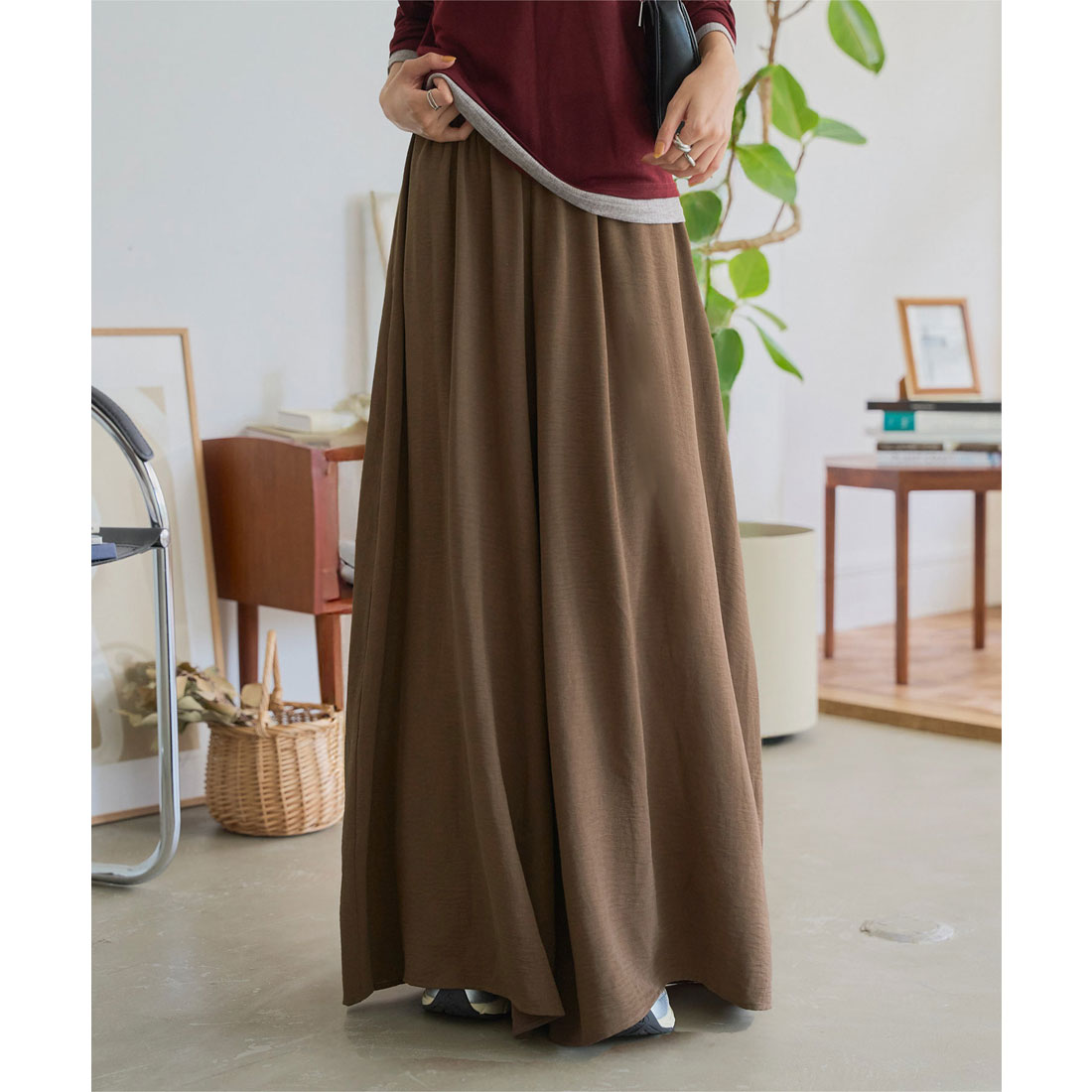 コウベレタス KOBE LETTUCE UVカットサラテロワイドパンツ [M4286] （ブラウン） ブラウン