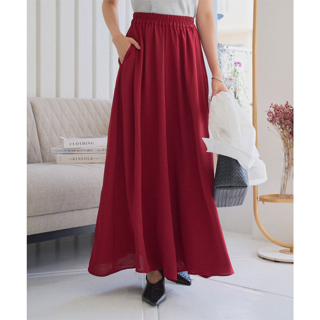 コウベレタス KOBE LETTUCE UVカットサラテロワイドパンツ [M4286] （ワイン） ワイン