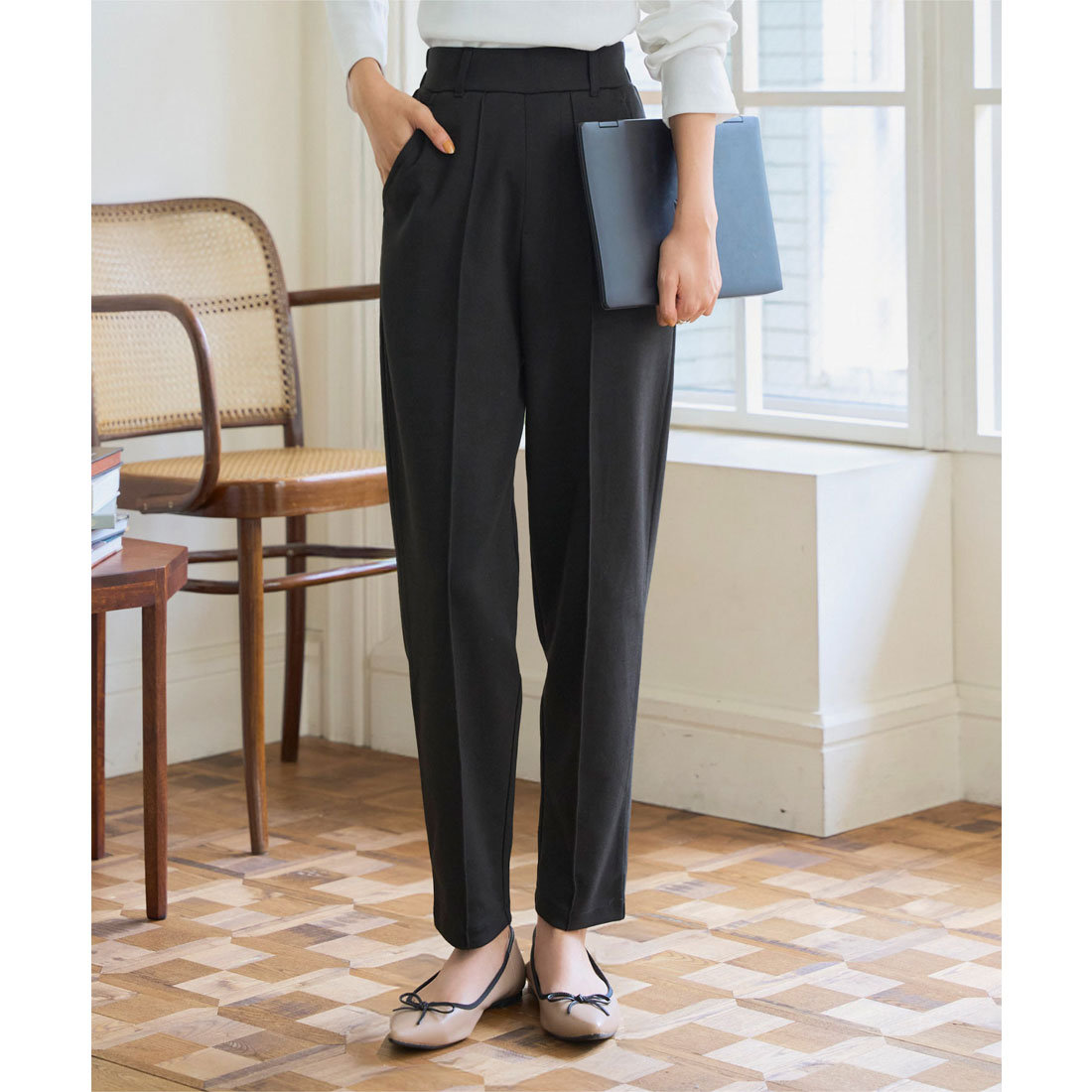 コウベレタス KOBE LETTUCE 美脚ポンチテーパードパンツ[選べるサイズ] [M4277] （ブラック） ブラック