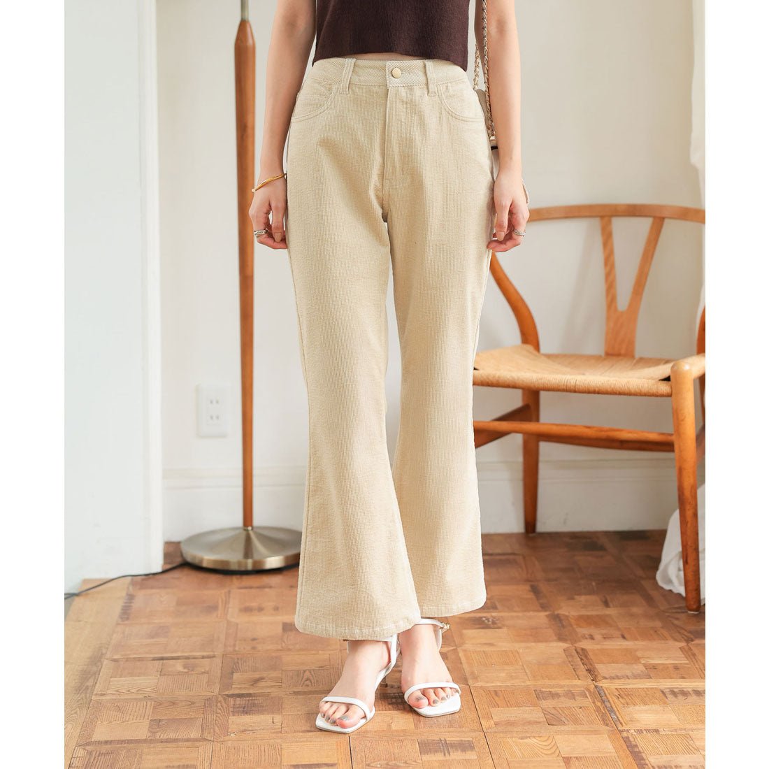 コウベレタス KOBE LETTUCE コーデュロイフレアパンツ [M4260] （アイボリーベージュ） アイボリーベージュ