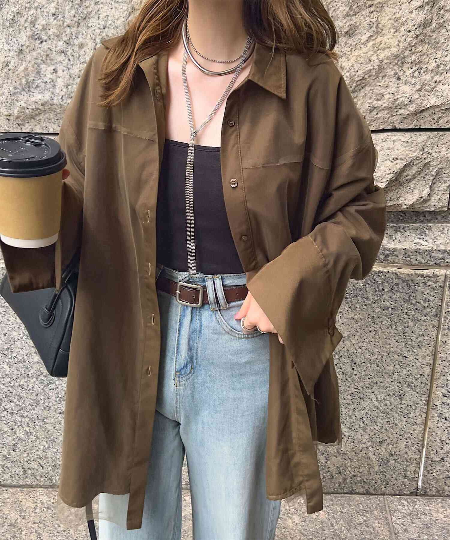 コウベレタス KOBE LETTUCE ブロードチュール被せシャツ [C7573] （ブラウン） ブラウン