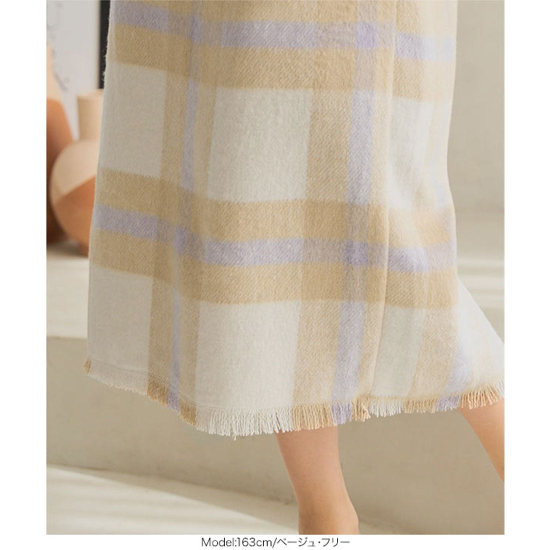 コウベレタス KOBE LETTUCE シャギーチェックツイードタイトスカート [M4250] （ピンク） ピンク