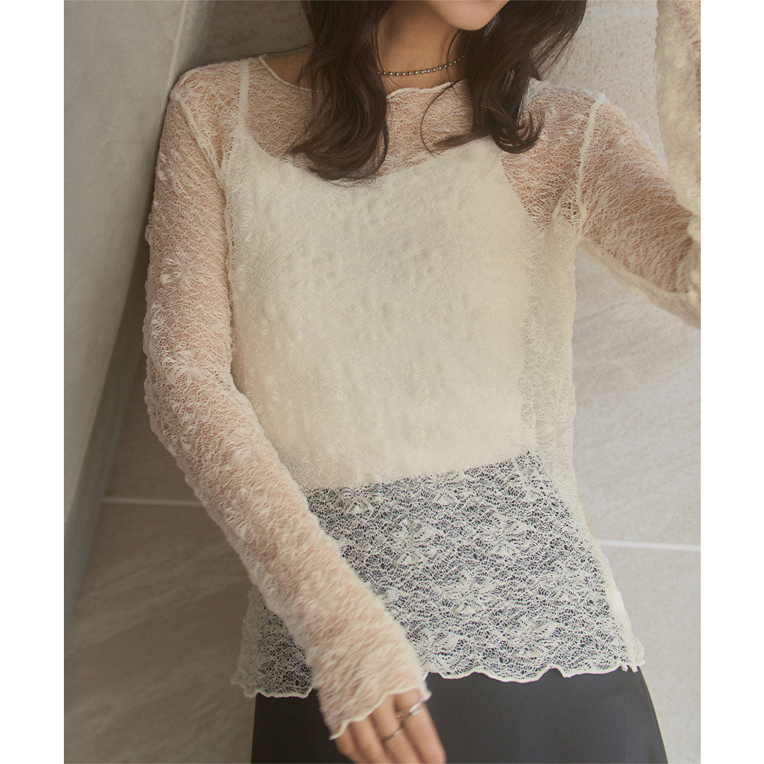 コウベレタス KOBE LETTUCE ぽこぽこシアートップス [C7689] （アイボリー） アイボリー