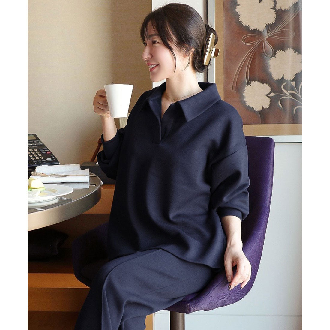 コウベレタス KOBE LETTUCE [ Yuumiさんコラボ ]ダンボールポロトップス [C7553] （ネイビー） ネイビー
