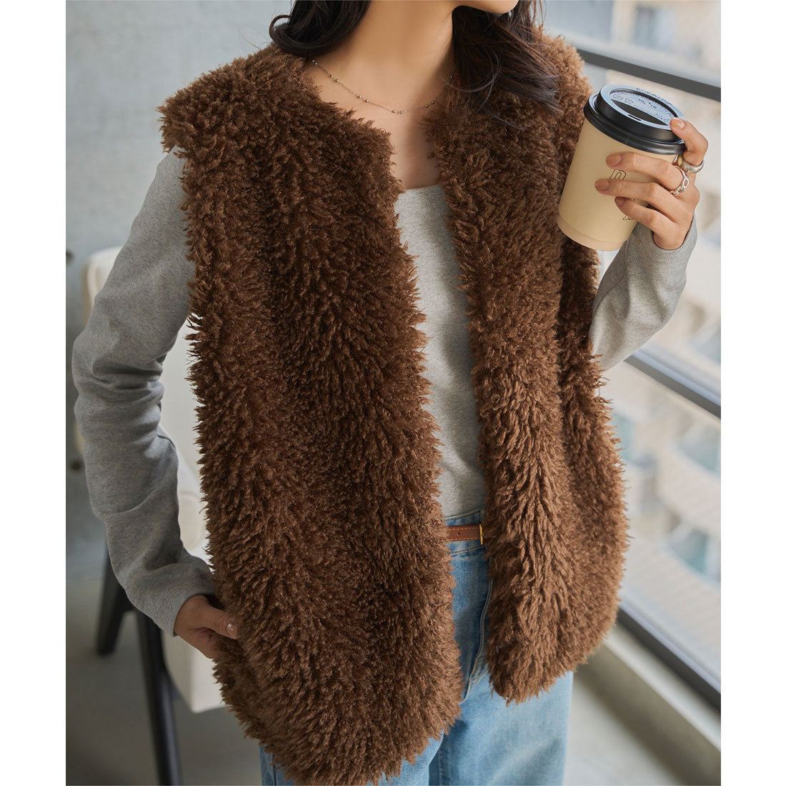 コウベレタス KOBE LETTUCE ボリュームファーベスト【ミディ】 [K1396] （ブラウン） ブラウン