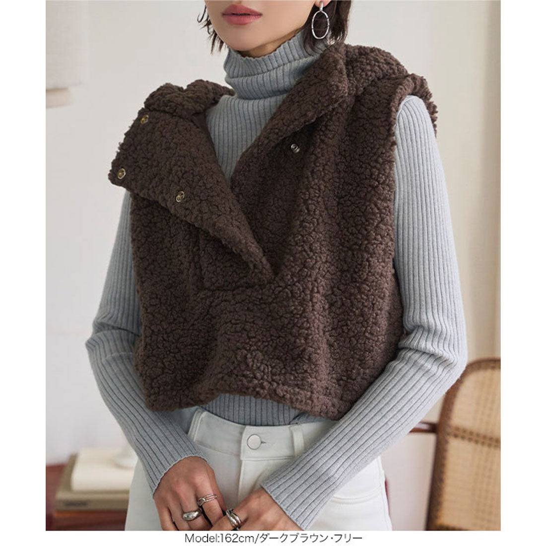 コウベレタス KOBE LETTUCE フード付きボアベスト [C7738] （エクリュ） エクリュ