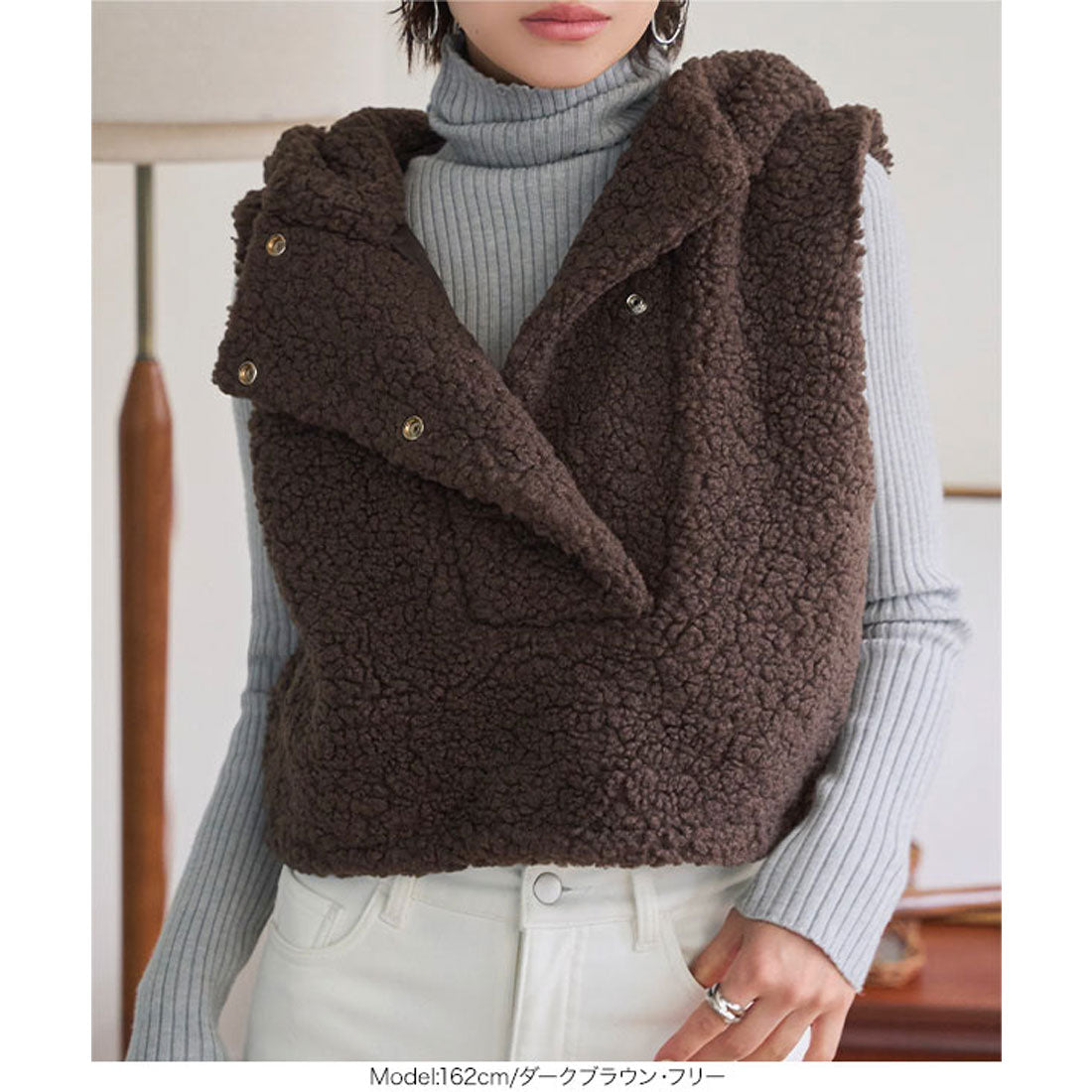 コウベレタス KOBE LETTUCE フード付きボアベスト [C7738] （エクリュ） エクリュ