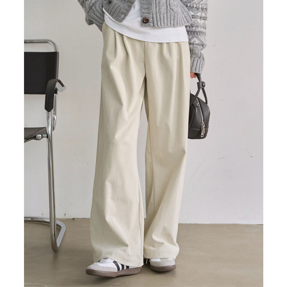 コウベレタス KOBE LETTUCE コーデュロイタックワイドパンツ [M4346] （アイボリー） アイボリー