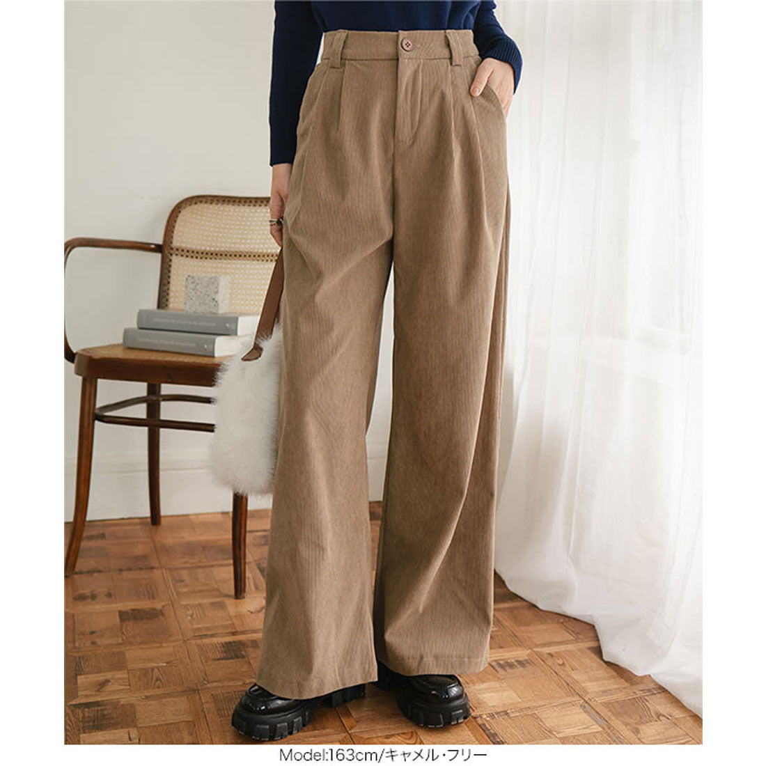 コウベレタス KOBE LETTUCE コーデュロイタックワイドパンツ [M4346] （アイボリー） アイボリー