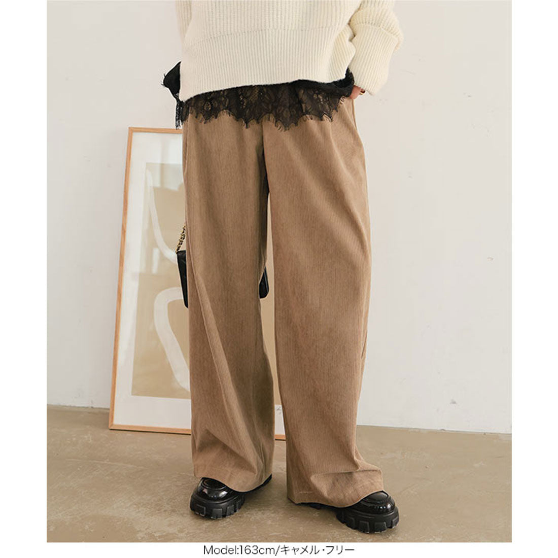 コウベレタス KOBE LETTUCE コーデュロイタックワイドパンツ [M4346] （アイボリー） アイボリー
