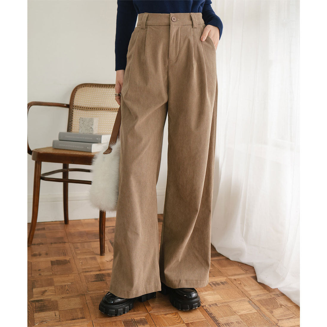 コウベレタス KOBE LETTUCE コーデュロイタックワイドパンツ [M4346] （キャメル） キャメル