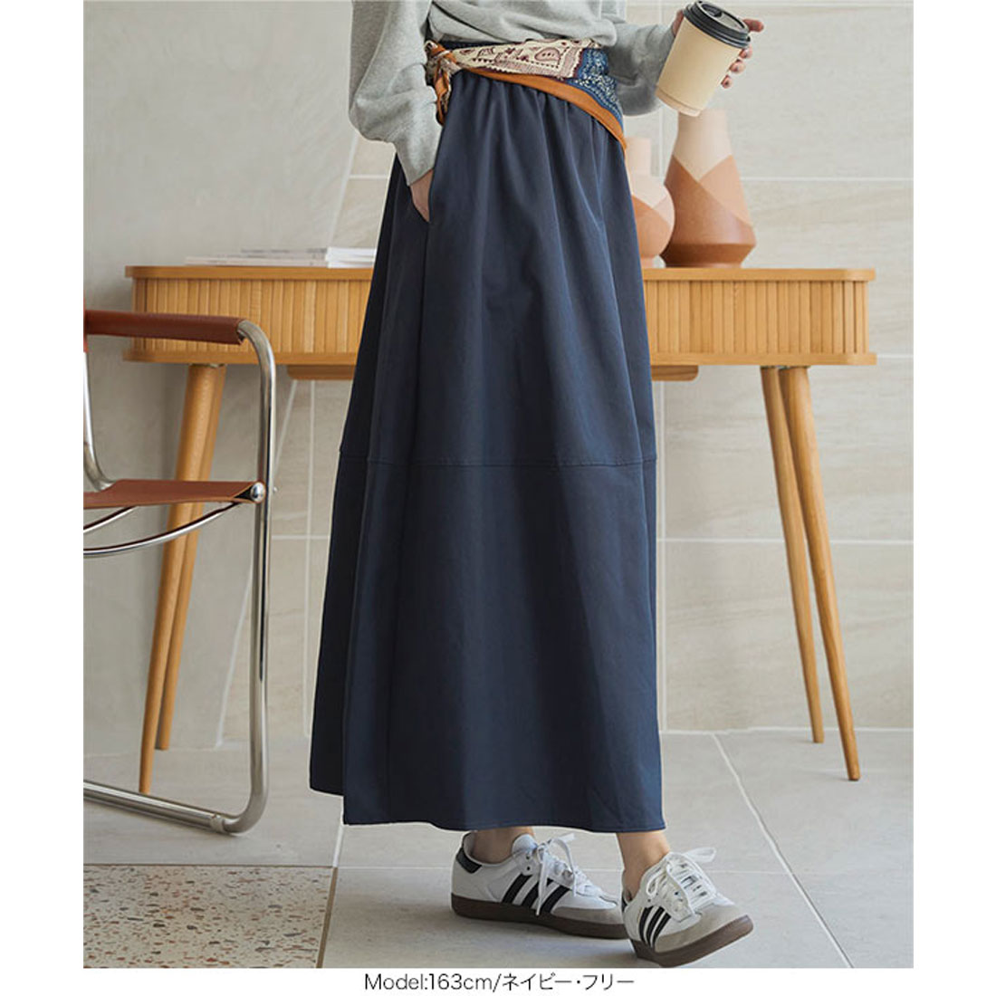 コウベレタス KOBE LETTUCE [ 2点セット ] スカーフ付き切替フレアスカート [M4298] （ブラック） ブラック