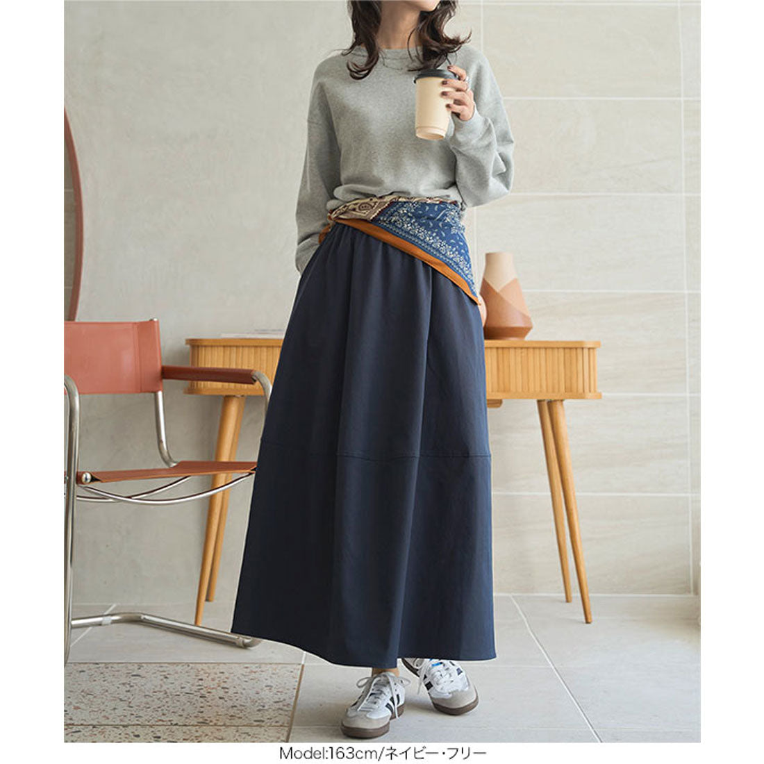 コウベレタス KOBE LETTUCE [ 2点セット ] スカーフ付き切替フレアスカート [M4298] （ブラック） ブラック