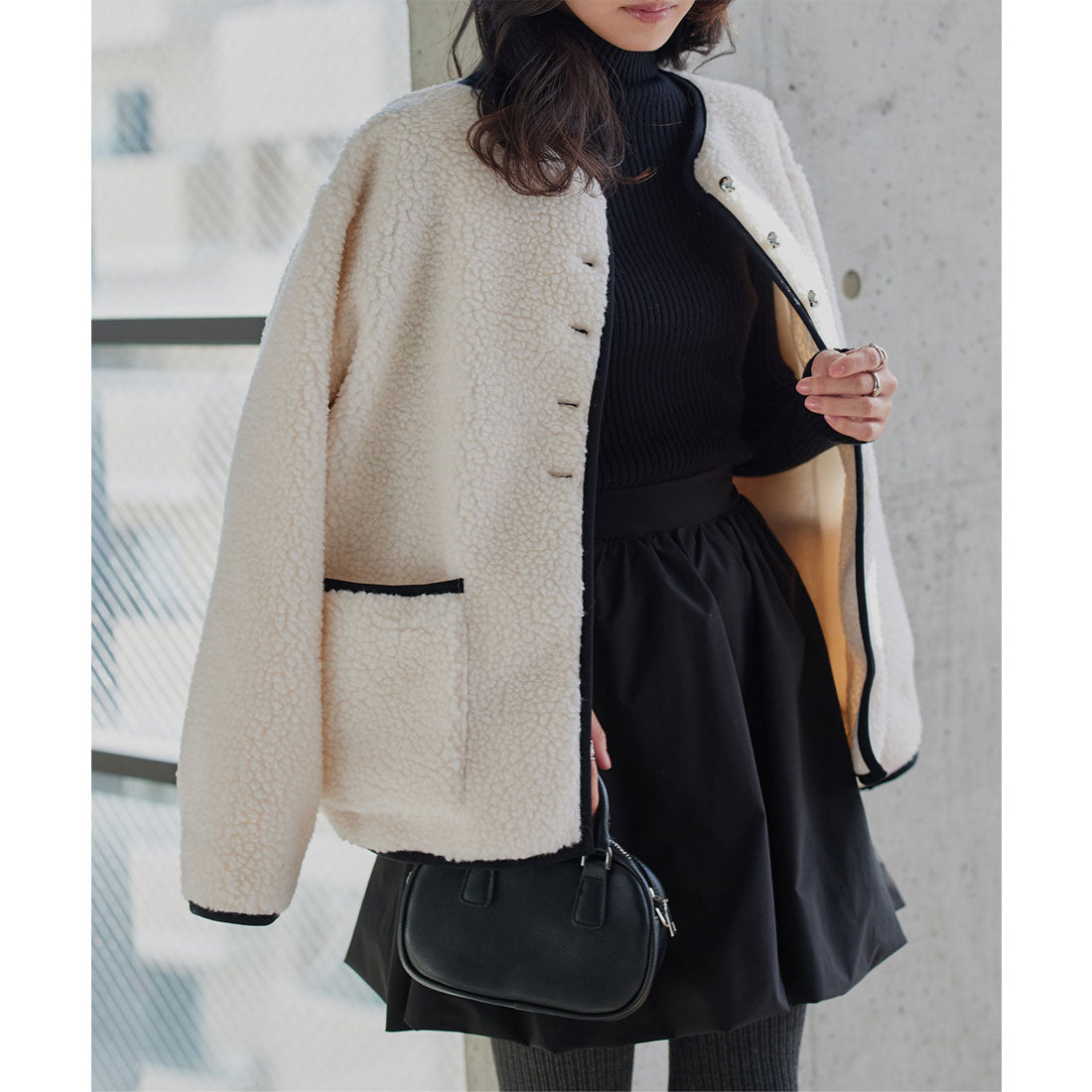 コウベレタス KOBE LETTUCE パイピングボアジャケットコート [K1421] （アイボリー） アイボリー