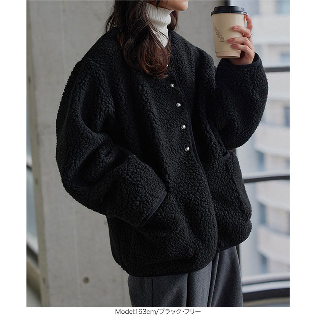 コウベレタス KOBE LETTUCE パイピングボアジャケットコート [K1421] （アイボリー） アイボリー