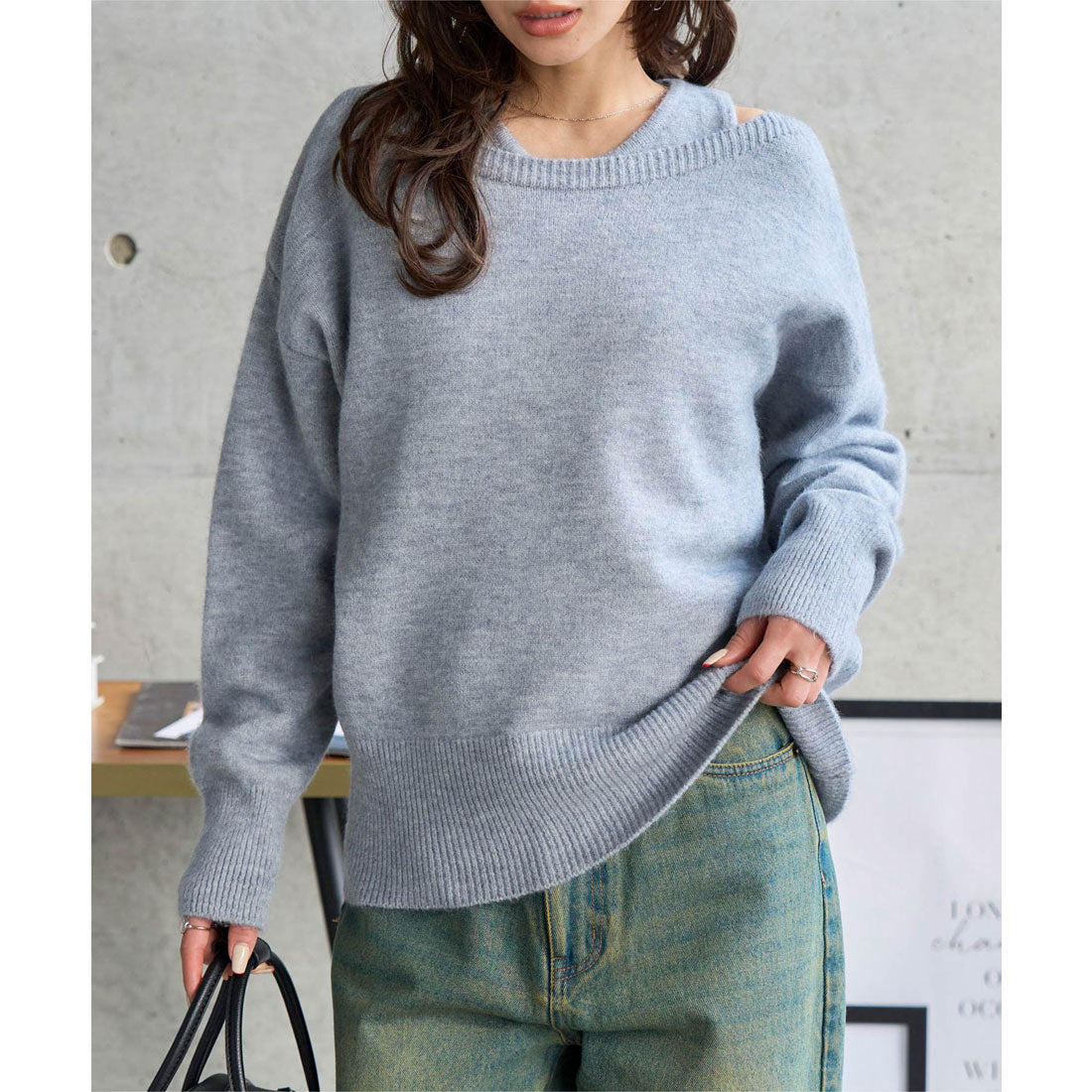 コウベレタス KOBE LETTUCE ノースリーブニット×ゆったりニットトップス2点セット [N1339] （グレー） グレー