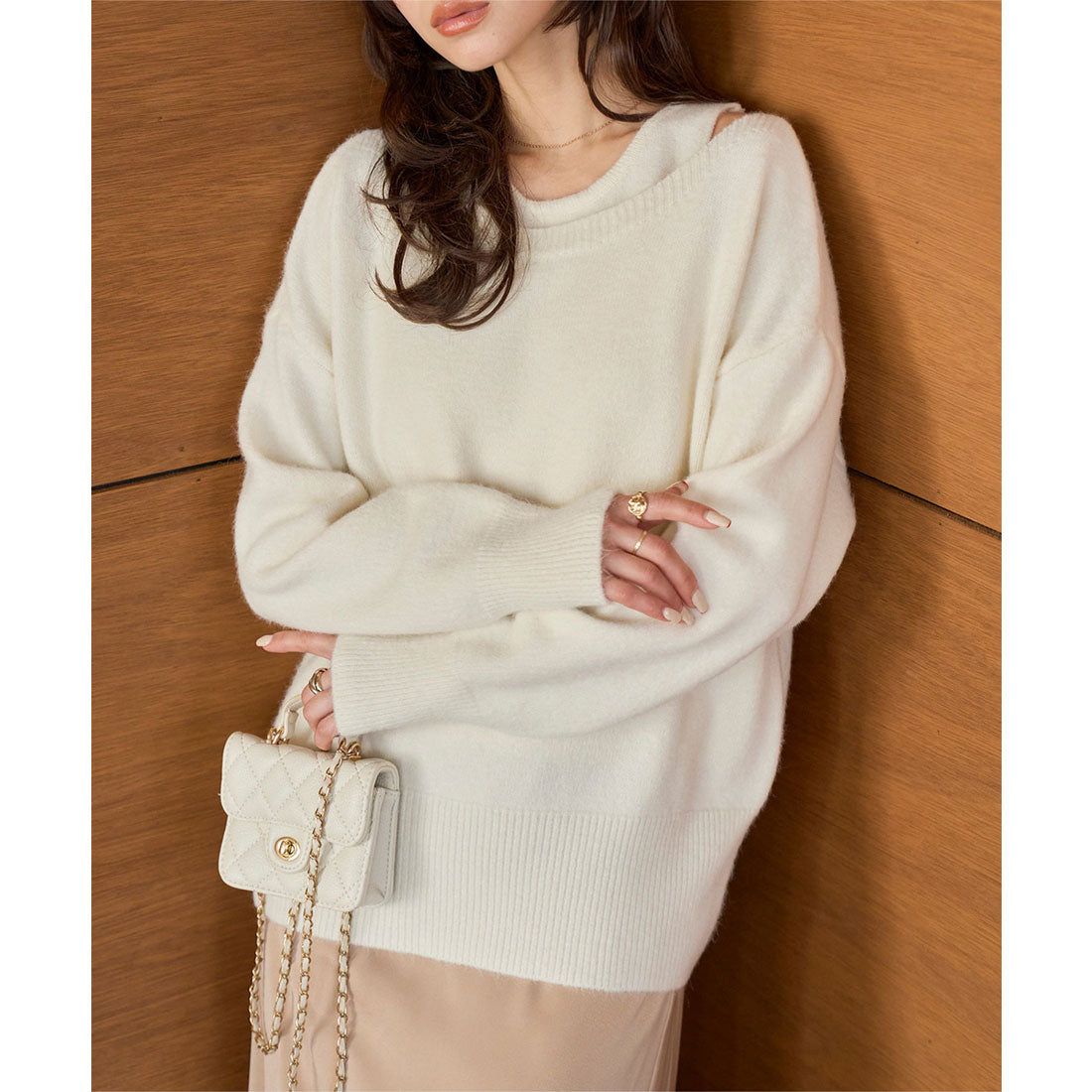 コウベレタス KOBE LETTUCE ノースリーブニット×ゆったりニットトップス2点セット [N1339] （アイボリー） アイボリー