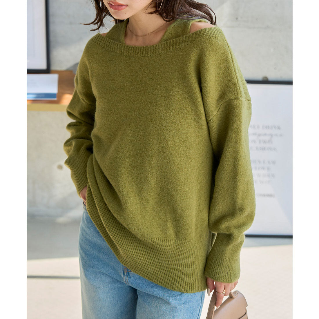 コウベレタス KOBE LETTUCE ノースリーブニット×ゆったりニットトップス2点セット [N1339] （ライトグリーン） ライトグリーン