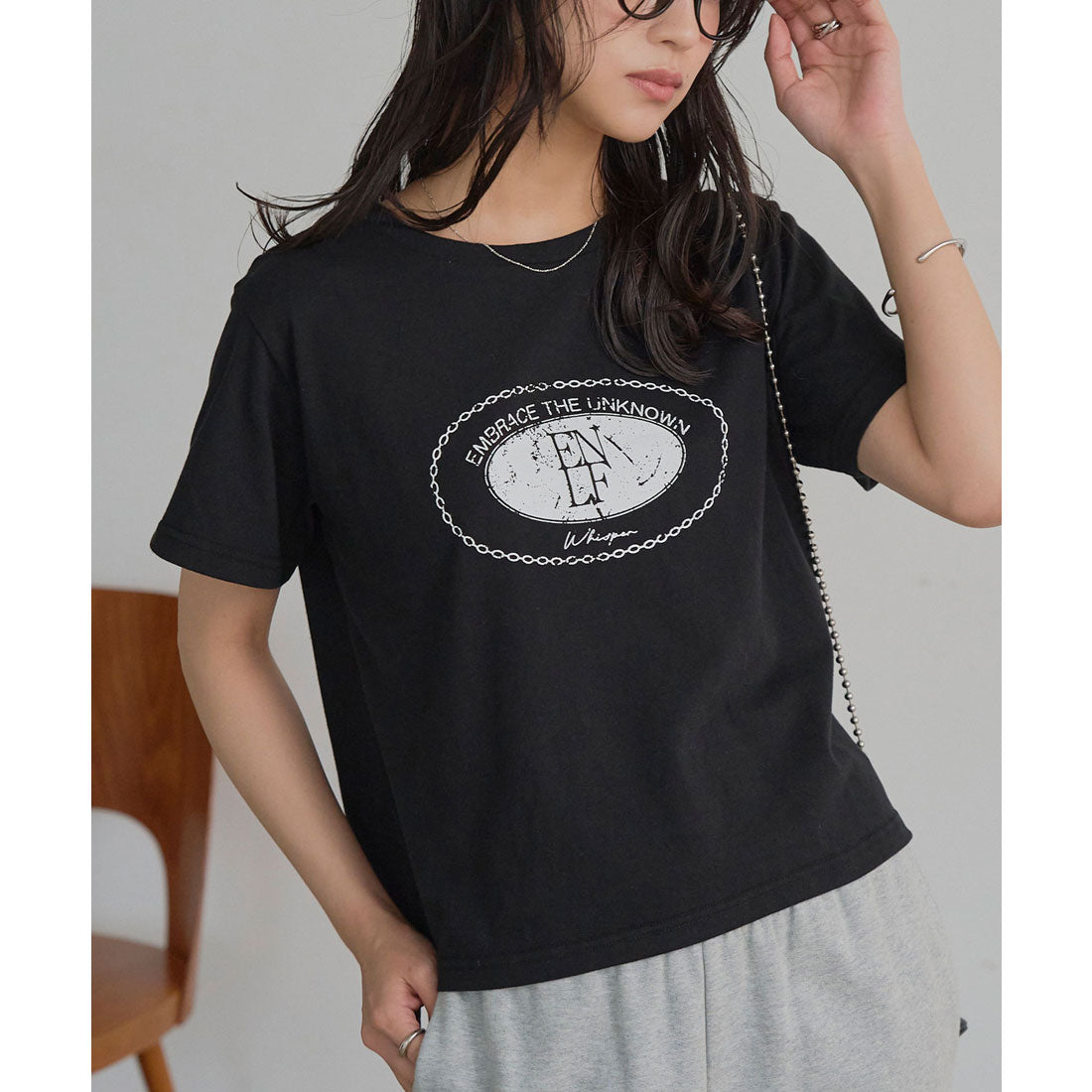 コウベレタス KOBE LETTUCE かすれプリントTシャツ [C7855] （ブラック） ブラック