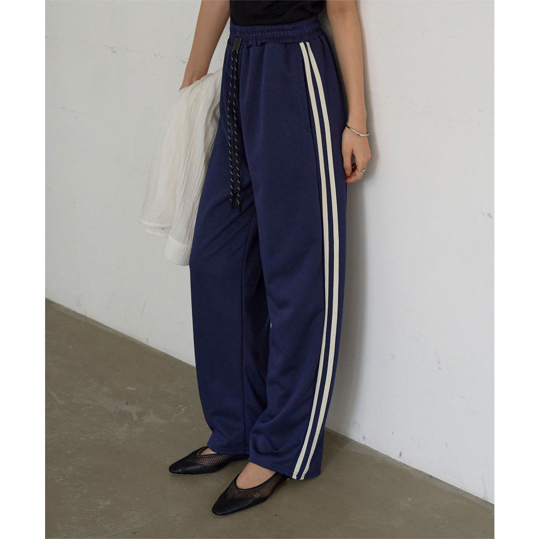 コウベレタス KOBE LETTUCE [ 接触冷感 ] M L サイドラインひんやりスウェットパンツ [M4383] （ネイビー） ネイビー