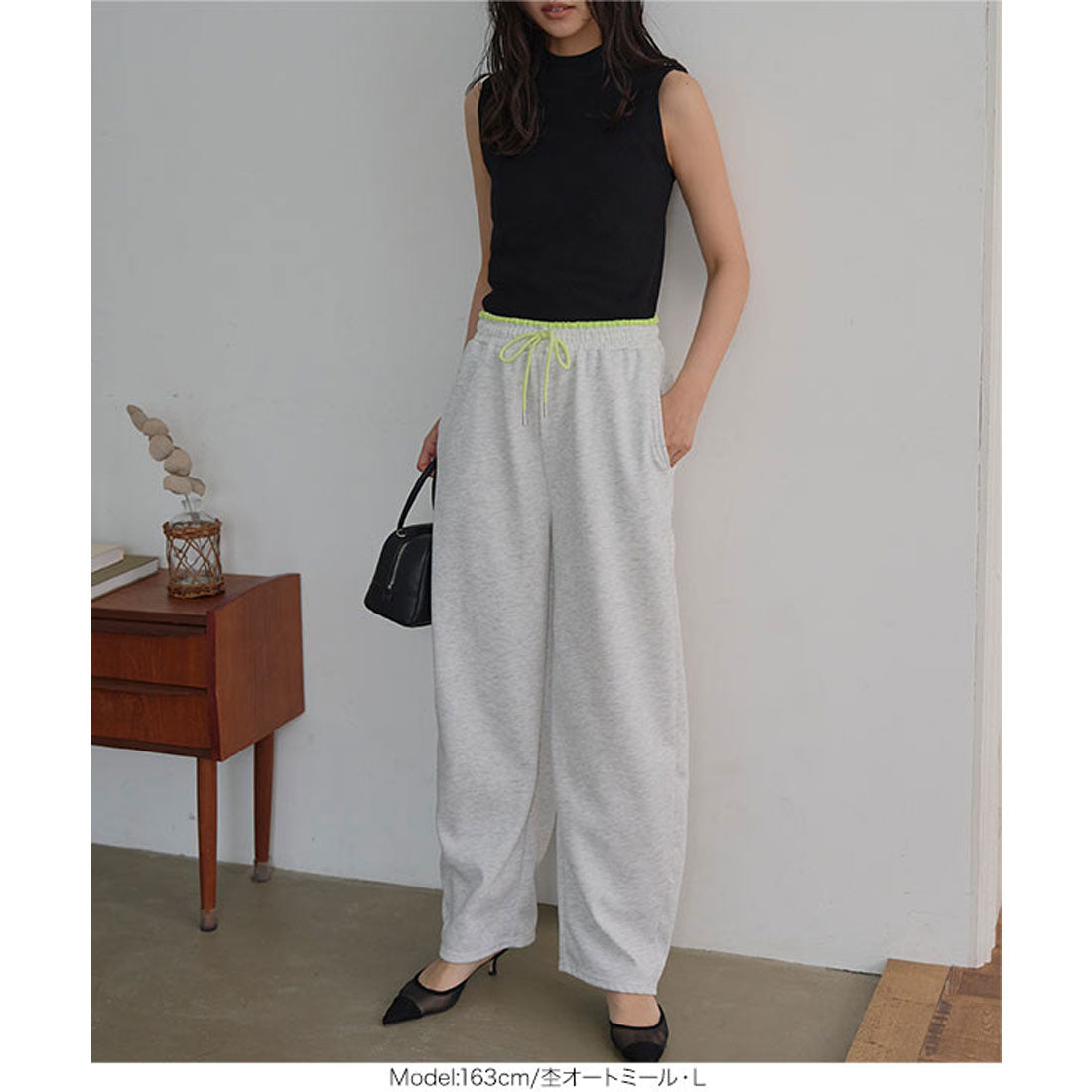 コウベレタス KOBE LETTUCE M L ウエストバイカラースウェットパンツ [M4386] （ブラック） ブラック
