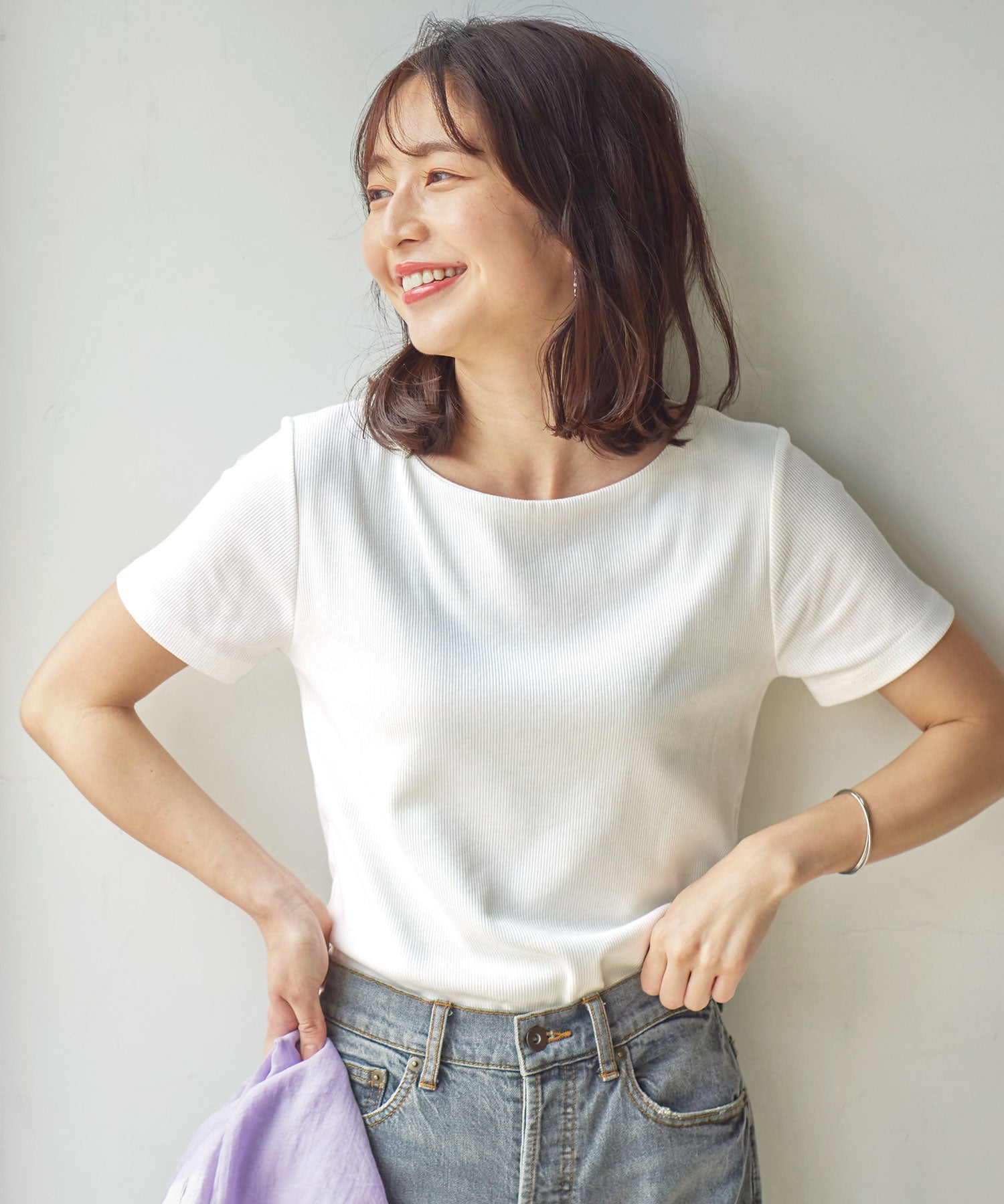 コウベレタス KOBE LETTUCE 【透けにくい】前身二重半袖Tシャツ【Bネック】 [C3654],オフホワイト