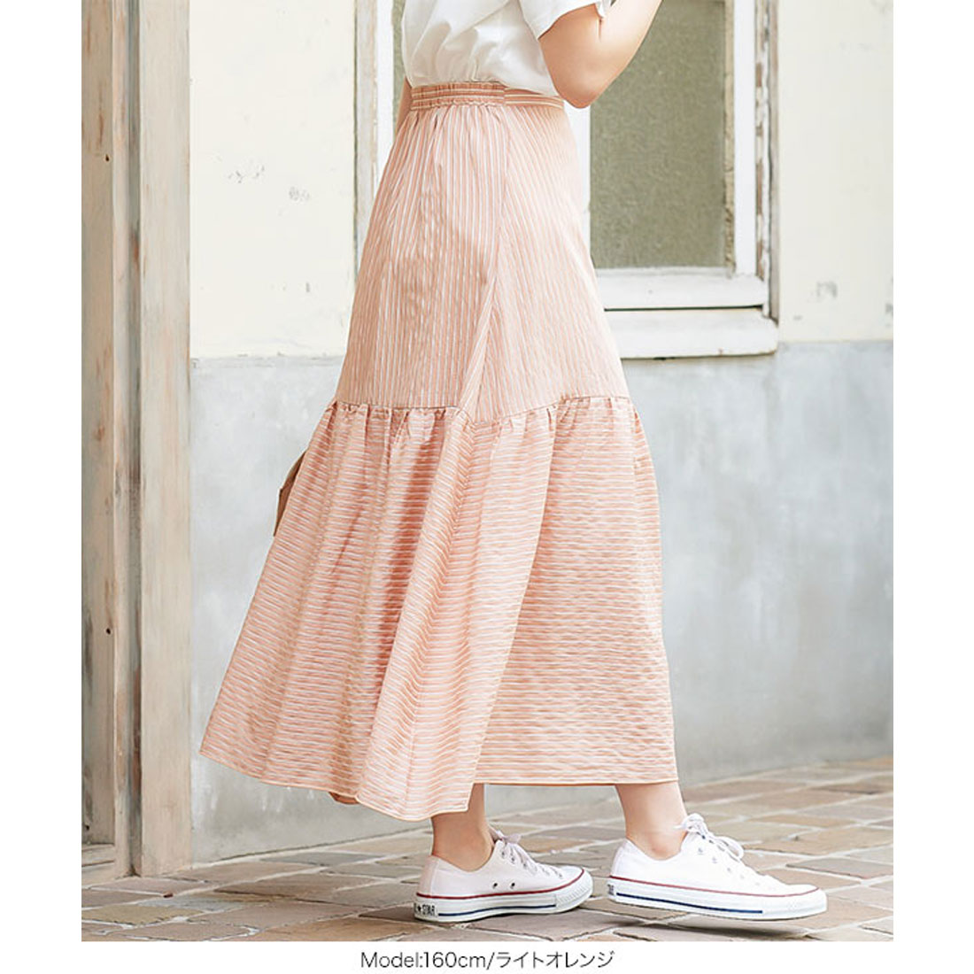 コウベレタス KOBE LETTUCE シアーストライプティアードスカート [M3355]