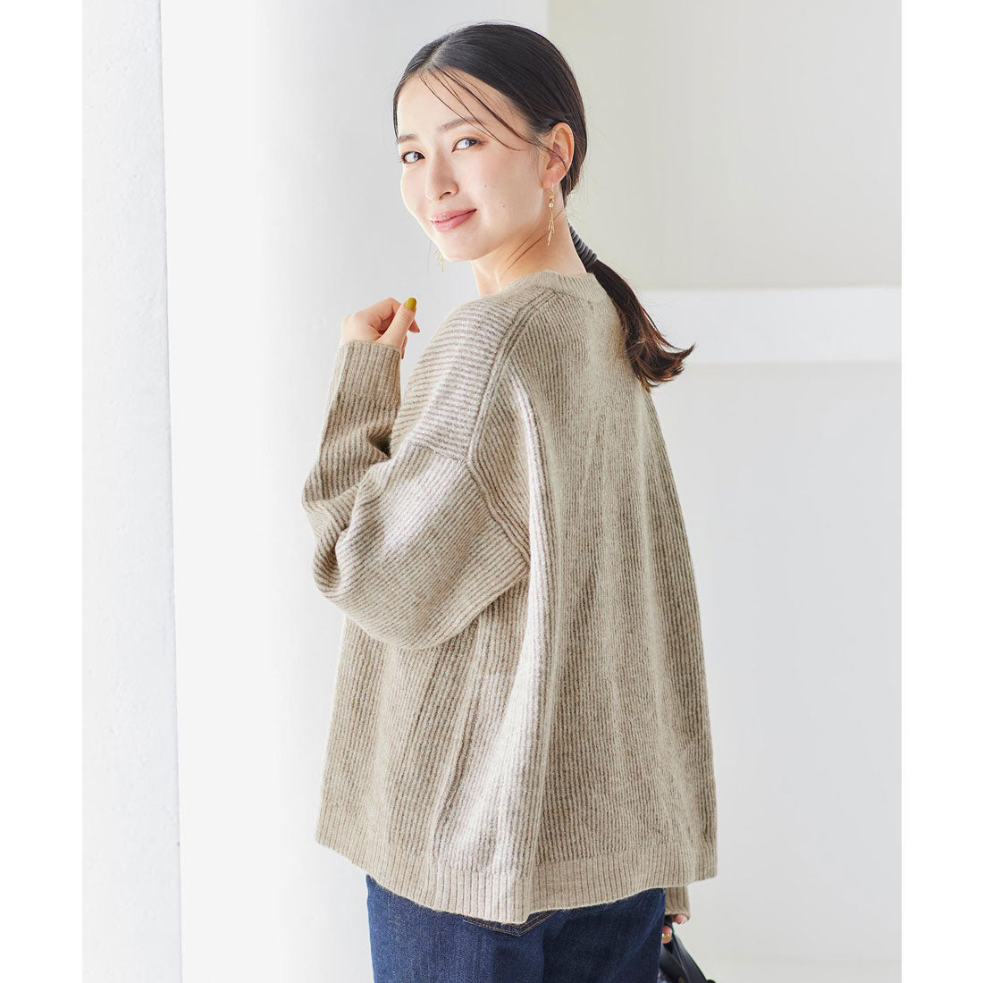 コウベレタス KOBE LETTUCE [ 岩間恵さんコラボ ］選べるタイプユニセックス起毛ニット【フレア】 [C5631],ベージュミックス