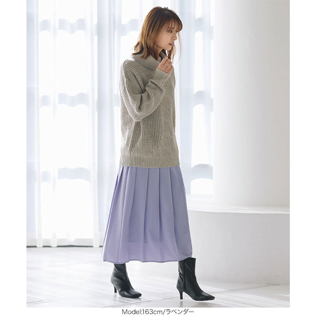 コウベレタス KOBE LETTUCE ワイドプリーツスカート [M3546] （ベージュ） ベージュ