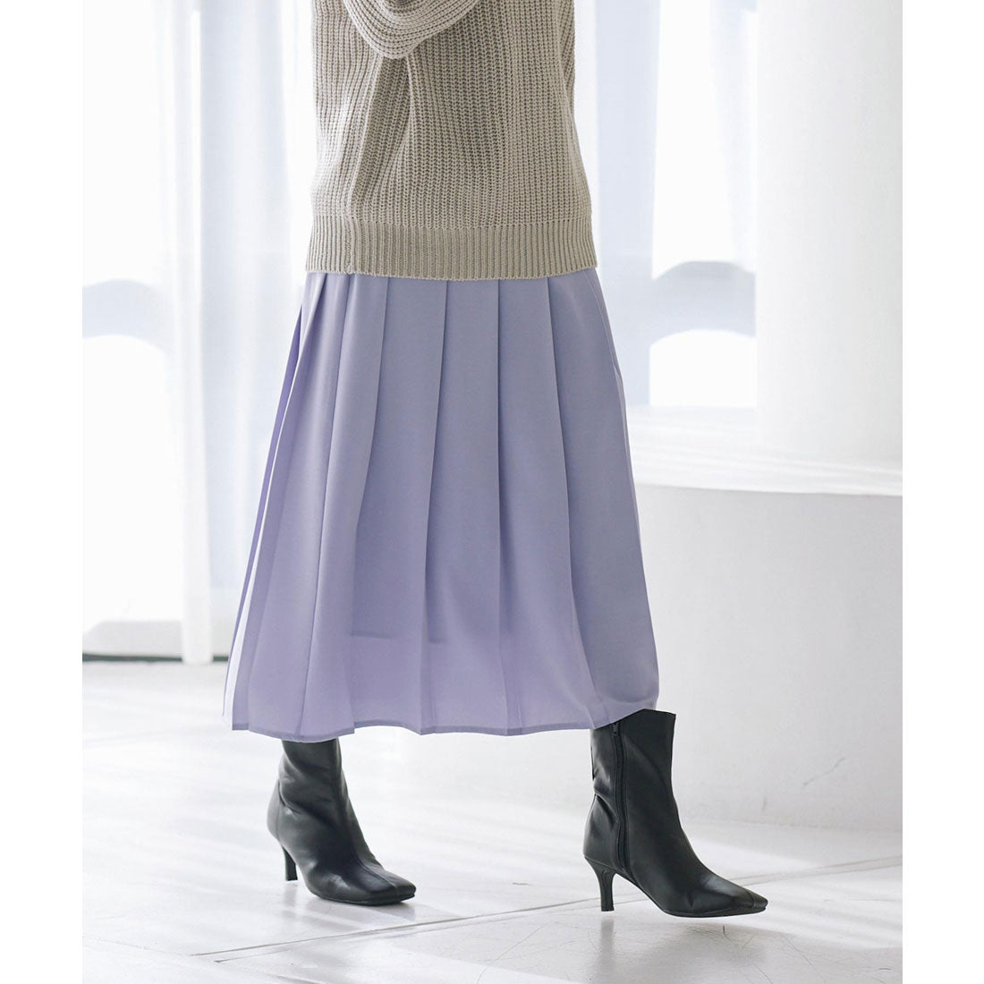 コウベレタス KOBE LETTUCE ワイドプリーツスカート [M3546] （ラベンダー） ラベンダー