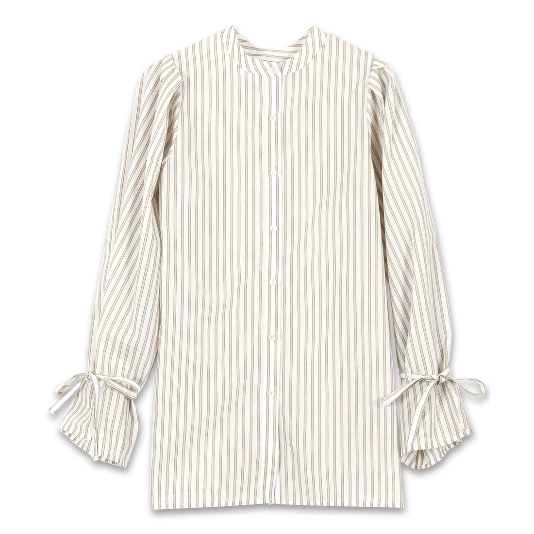 KOBE LETTUCE Striped Sleeve Ribbon Blouse [C5896]