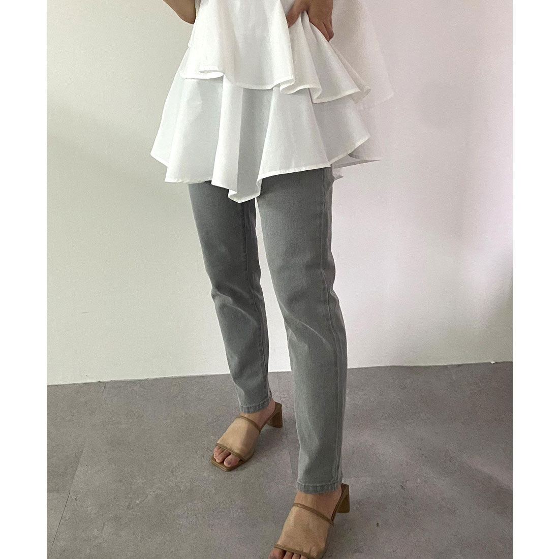 コウベレタス KOBE LETTUCE ハイライズストレッチデニム [M2753],グレー